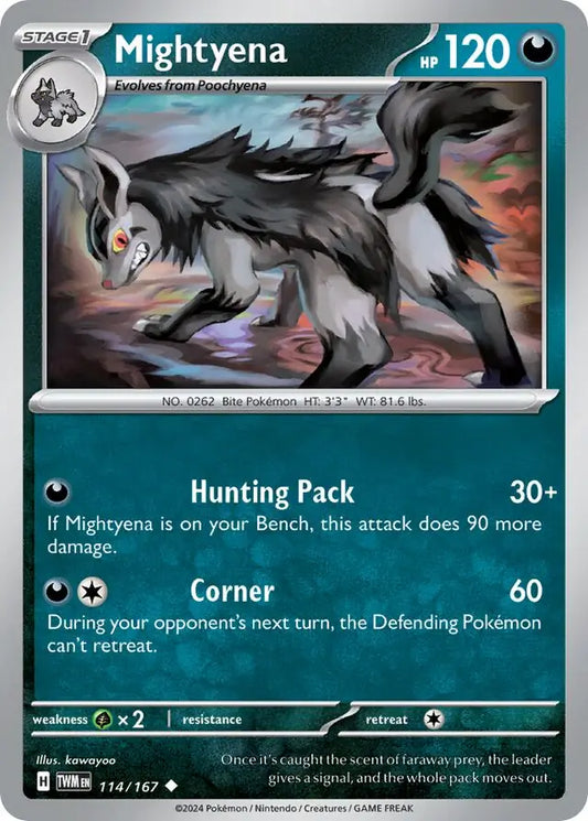 114/167 Mightyena Twilight Masquerade Pokémon Card