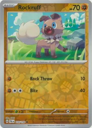 116/193 Rockruff Reverse Holo Paldea Evolved Pokémon Card