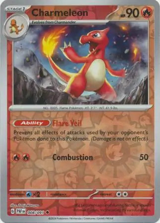 008/091 Charmeleon Reverse Holo Paldean Fates Pokémon Card