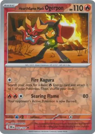 044/182 Hearthflame Mask Ogerpon Reverse Holo Destined Rivals Pokémon Card