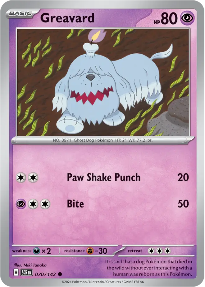 070/142 Greavard Stellar Crown Pokémon Card