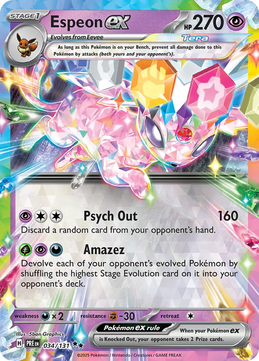 034/131 Espeon ex Prismatic Evolutions Pokémon Card