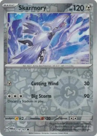 119/167 Skarmory Reverse Holo Twilight Masquerade Pokémon Card