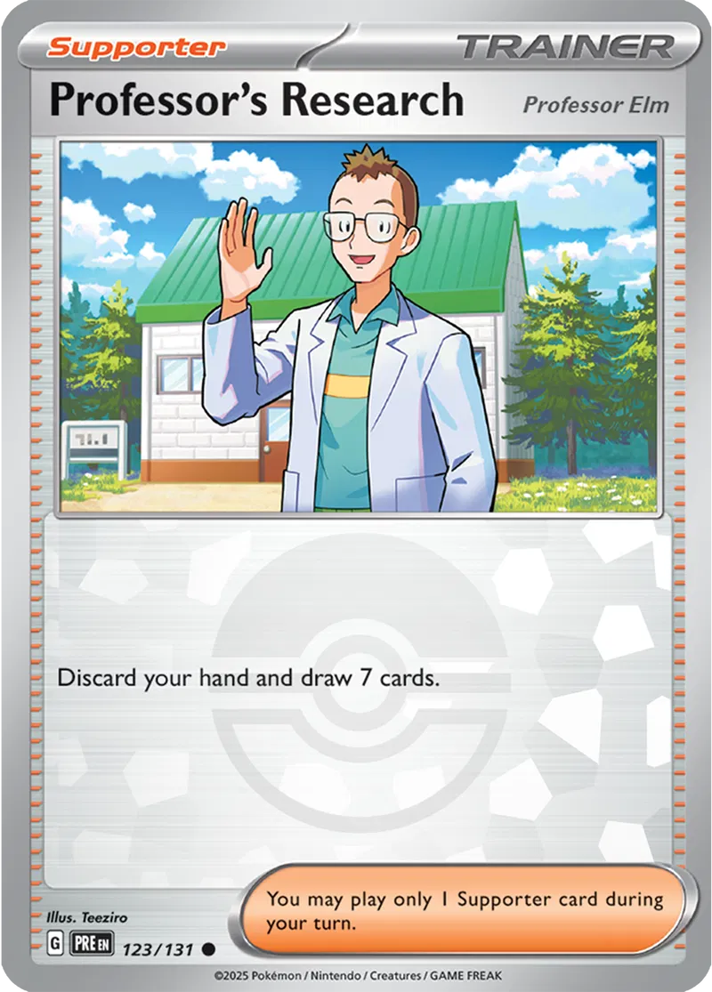 123/131 Professor's Research Elm Poke Ball Holo Prismatic Evolutions Pokémon Card