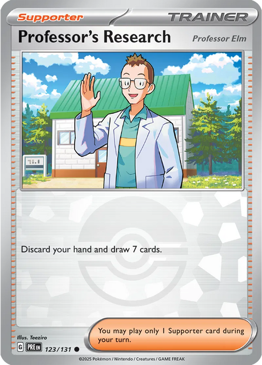 123/131 Professor's Research Elm Poke Ball Holo Prismatic Evolutions Pokémon Card
