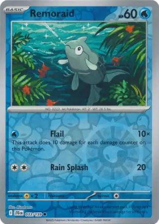 033/159 Remoraid Reverse Holo Journey Together Pokémon Card