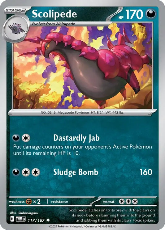 117/167 Scolipede Twilight Masquerade Pokémon Card