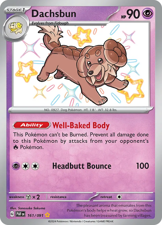 161/091 Dachsbun Paldean Fates Pokémon Card