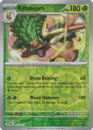 016/167 Rillaboom Reverse Holo Twilight Masquerade Pokémon Card