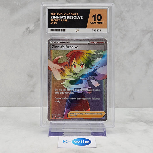 Zinnia's Resolve 225/203 English Evolving Skies Secret Rare Pokémon Card ACE Graded 10