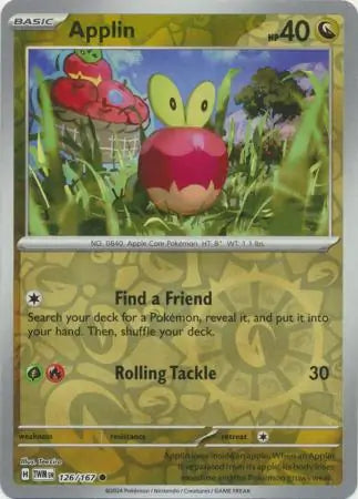 126/167 Applin Reverse Holo Twilight Masquerade Pokémon Card