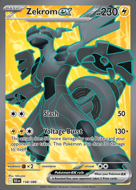 158/086 Zekrom ex Ultra Rare Black Bolt Pokémon Card