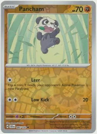 085/142 Pancham Reverse Holo Stellar Crown Pokémon Card