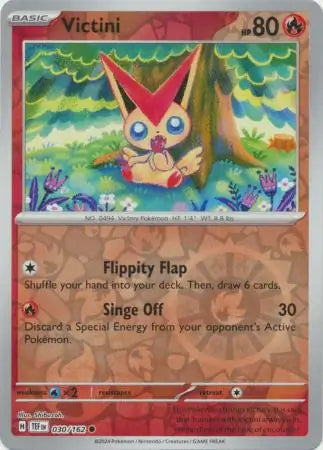 030/162 Victini Reverse Holo Temporal Forces Pokémon Card