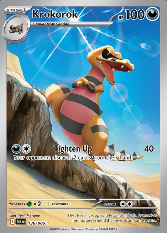 136/086 Krokorok Illustration Rare Black Bolt Pokémon Card