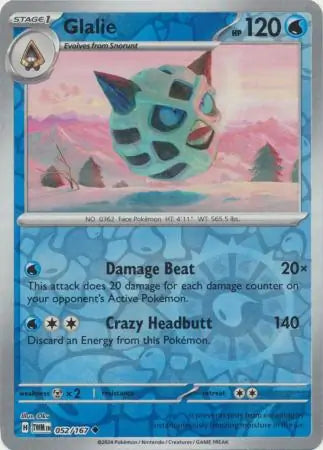 052/167 Glalie Reverse Holo Twilight Masquerade Pokémon Card