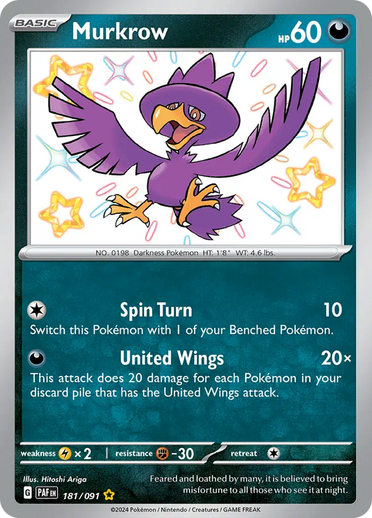 181/091 Murkrow Paldean Fates Pokémon Card