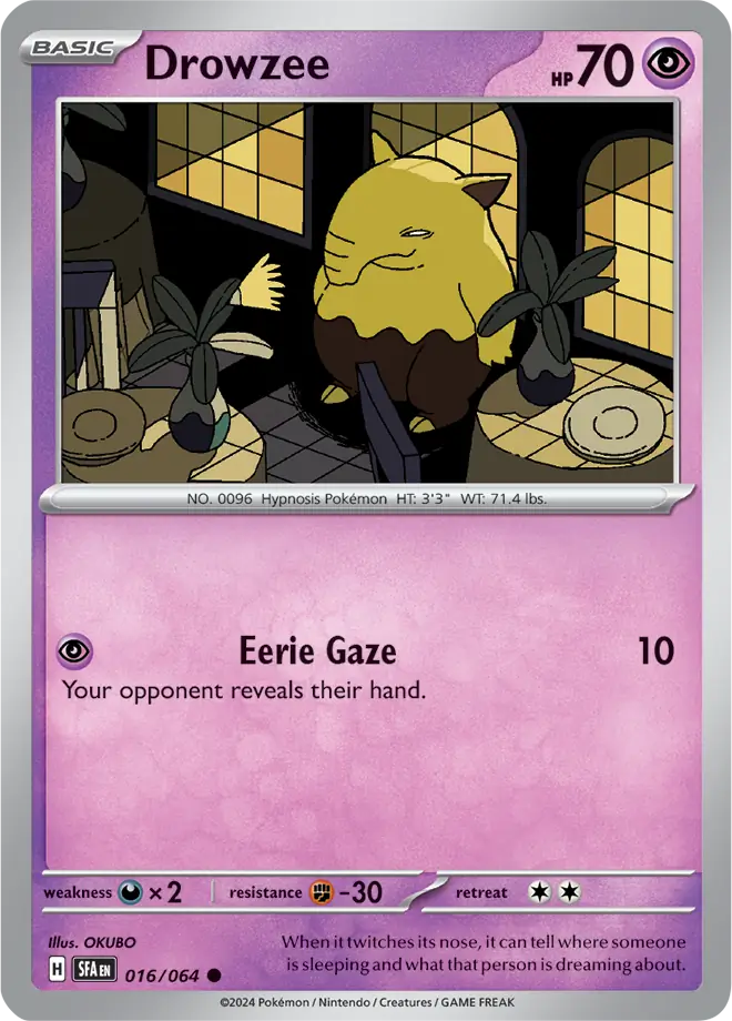 016/064 Drowzee Shrouded Fable Pokémon Card
