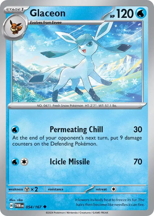 054/167 Glaceon Twilight Masquerade Pokémon Card