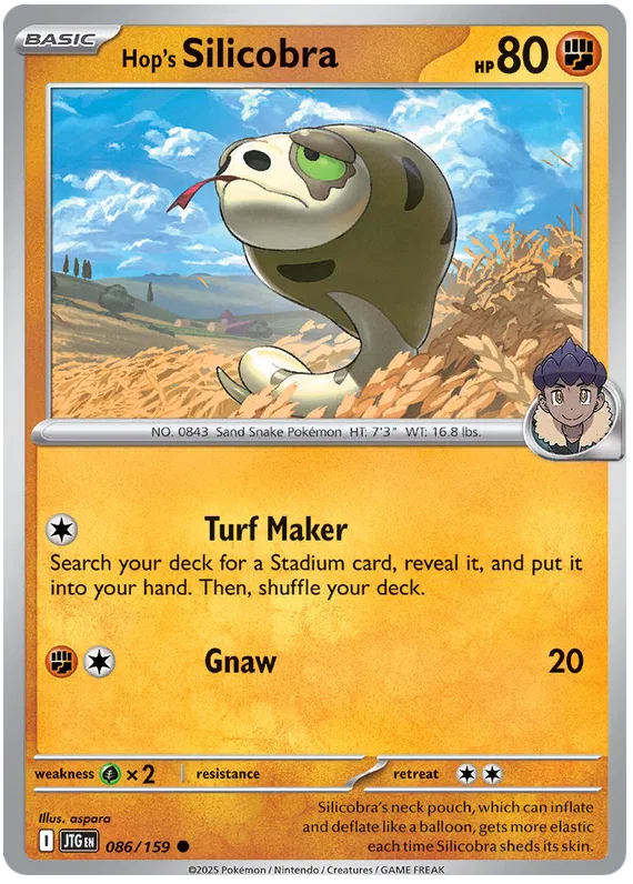 086/159 Hop's Silicobra Journey Together Pokémon Card