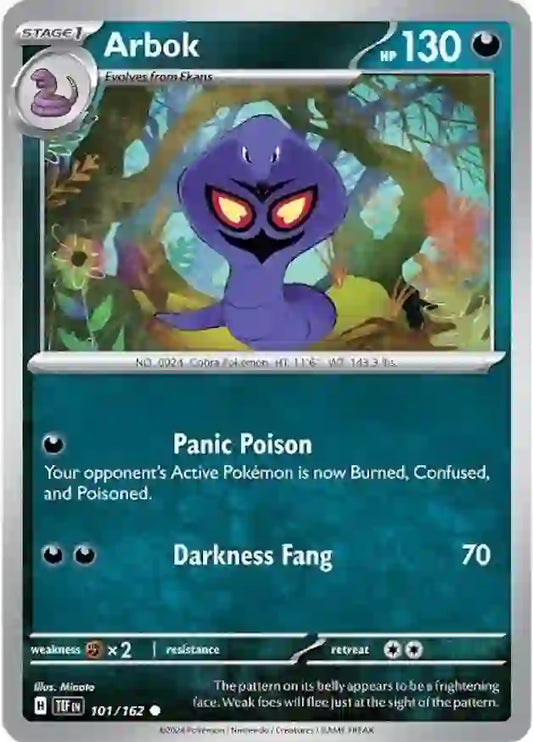 101/162 Arbok Scarlet & Violet Temporal Forces Pokémon Card