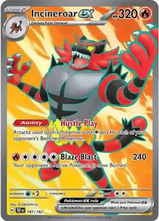 187/162 Incineroar ex Scarlet & Violet Temporal Forces Pokémon Card