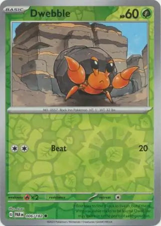 006/182 Dwebble Reverse Holo Paradox Rift Pokémon Card