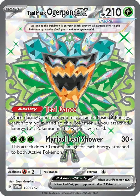 190/167 Teal Mask Ogerpon ex Twilight Masquerade Pokémon Card