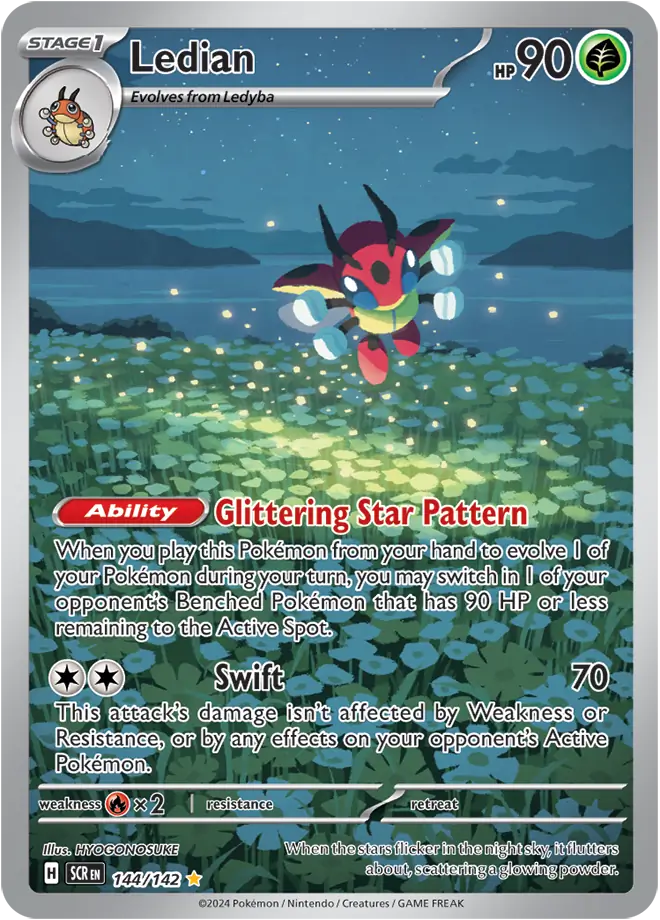 144/142 Ledian Stellar Crown Pokémon Card