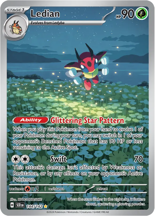 144/142 Ledian Stellar Crown Pokémon Card