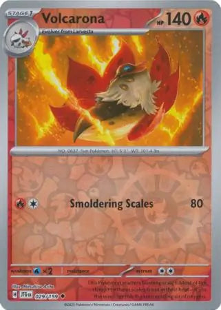 029/159 Volcarona Reverse Holo Journey Together Pokémon Card