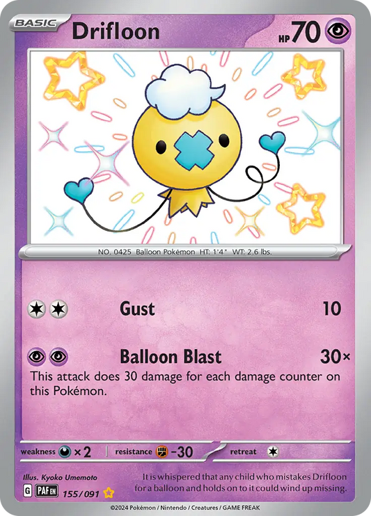 155/091 Drifloon Paldean Fates Pokémon Card