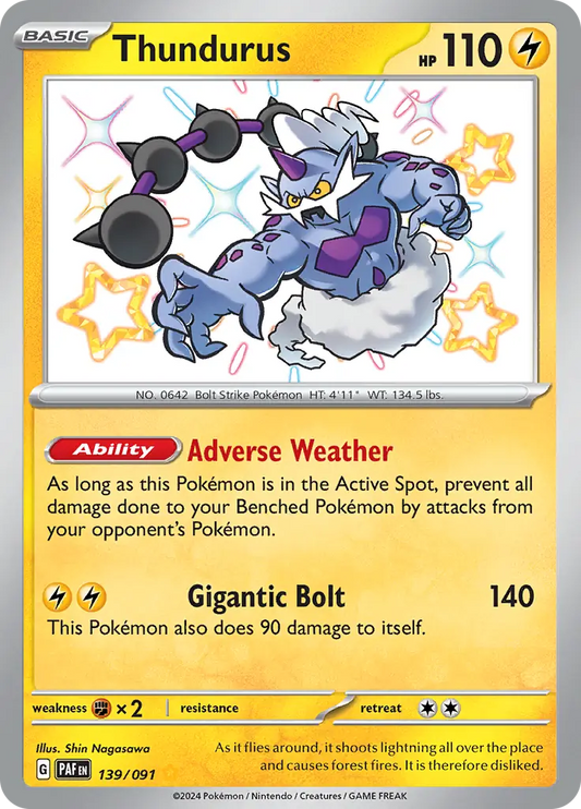 139/091 Thundurus Paldean Fates Pokémon Card