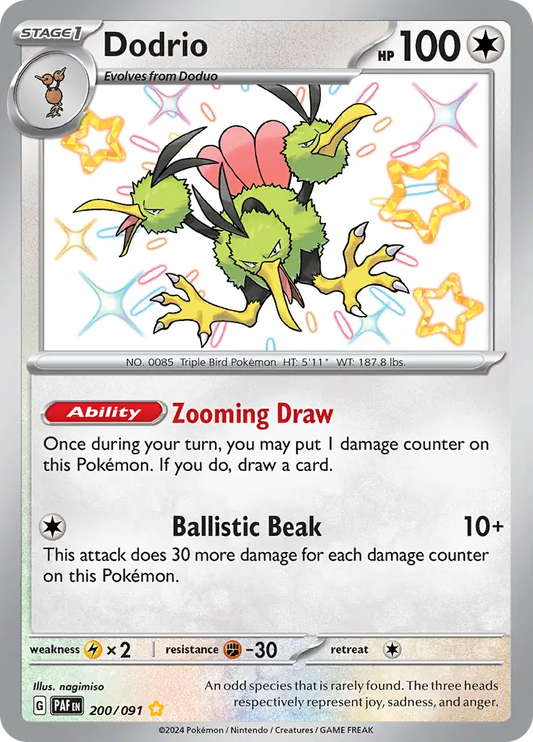 200/091 Dodrio Paldean Fates Pokémon Card