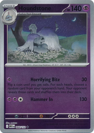 066/132 Houndstone Reverse Holo Mega Evolution Pokémon Card