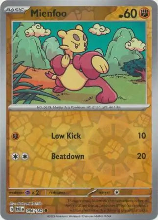 096/182 Mienfoo Reverse Holo Paradox Rift Pokémon Card