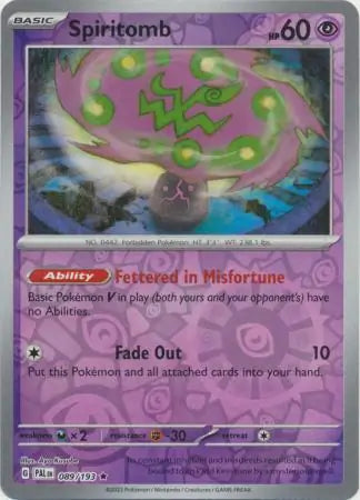 089/193 Spiritomb Reverse Holo Paldea Evolved Pokémon Card