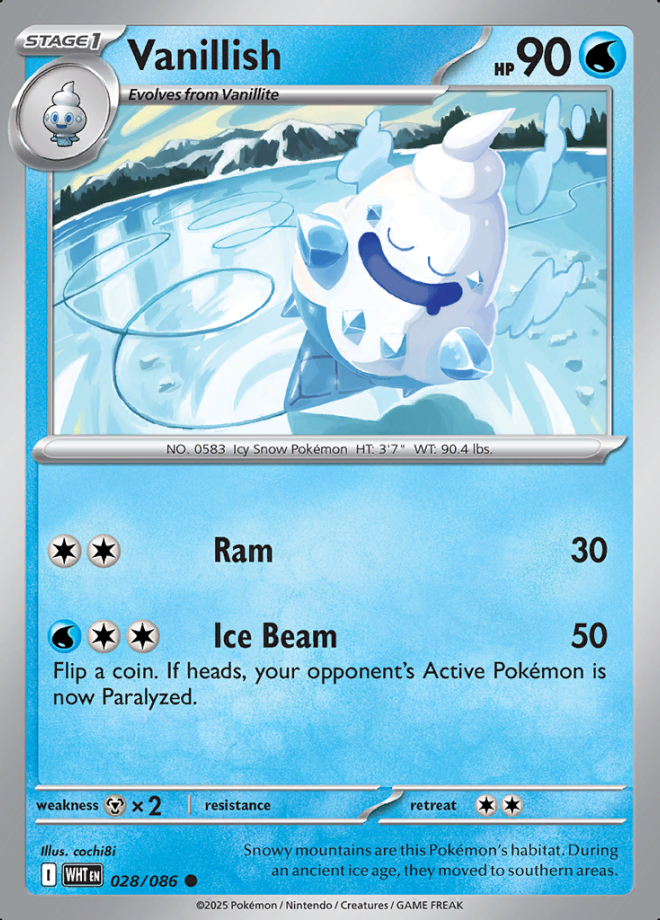 028/086 Vanillish White Flare Pokémon Card