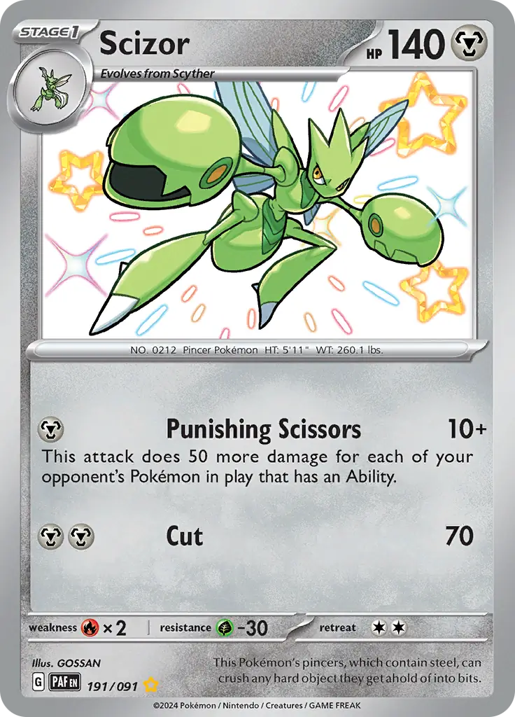 191/091 Scizor Paldean Fates Pokémon Card