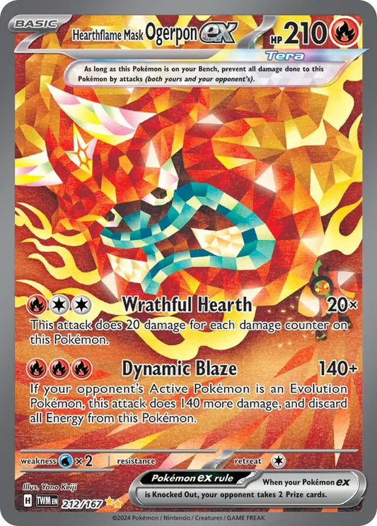 212/167 Hearthflame Mask Ogerpon ex Twilight Masquerade Pokémon Card