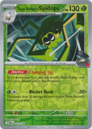 020/182 Team Rocket's Spidops Reverse Holo Destined Rivals Pokémon Card