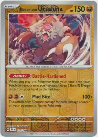025/064 Bloodmoon Ursaluna Reverse Holo Shrouded Fable Pokémon Card