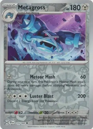 115/162 Metagross Reverse Holo Temporal Forces Pokémon Card