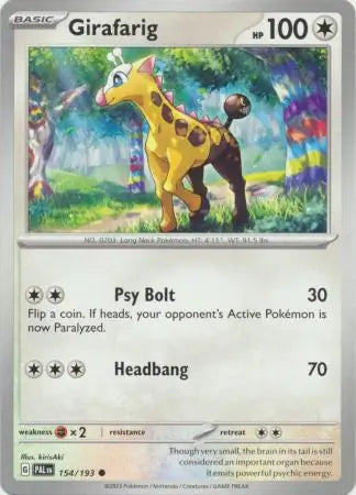 154/193 Girafarig Paldea Evolved Pokémon Card