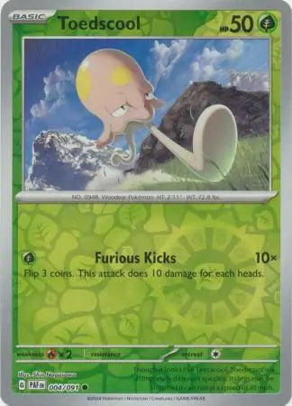 004/091 Toedscool Reverse Holo Paldean Fates Pokémon Card