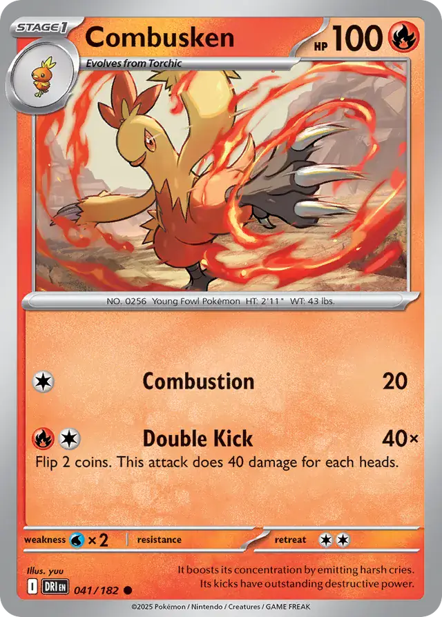041/182 Combusken Destined Rivals Pokémon Card