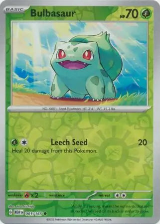 001/165 Bulbasaur Reverse Holo 151 Pokémon Card