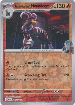038/182 Team Rocket's Houndoom Reverse Holo Destined Rivals Pokémon Card