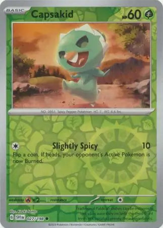 027/198 Capsakid Reverse Holo Scarlet & Violet Base Set Pokémon Card