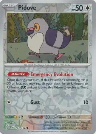 133/162 Pidove Reverse Holo Temporal Forces Pokémon Card